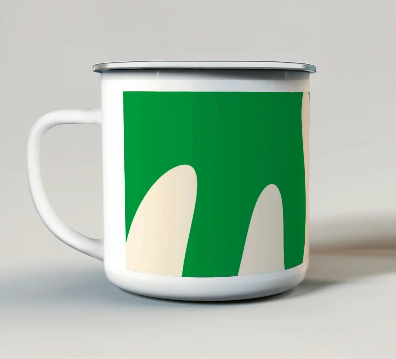 Forme astratte e moderne - rosa, verde, crema tazza in smalto da Wackapacka