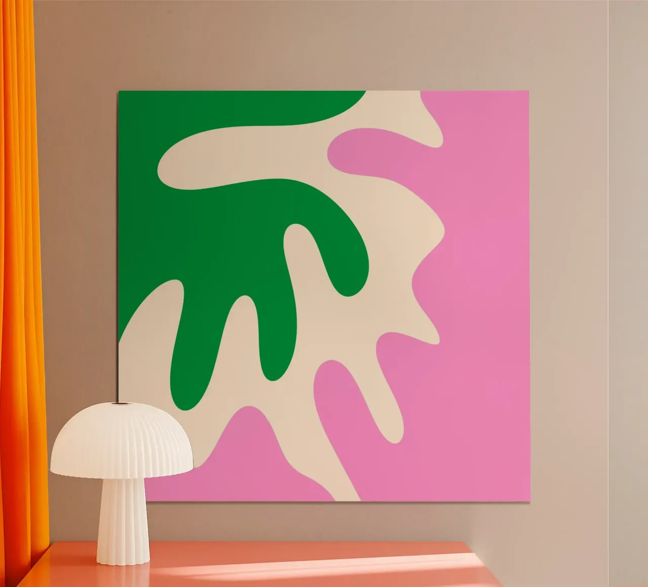 Forme astratte e moderne - rosa, verde, crema poster con telaio in plastica da Wackapacka