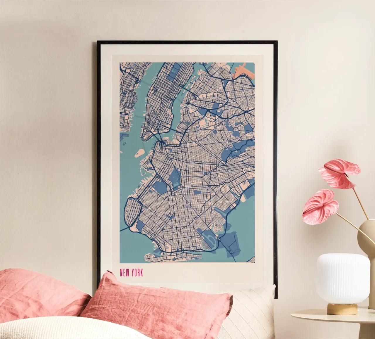 New York... New York... poster con telaio in alluminio da MOOODZART