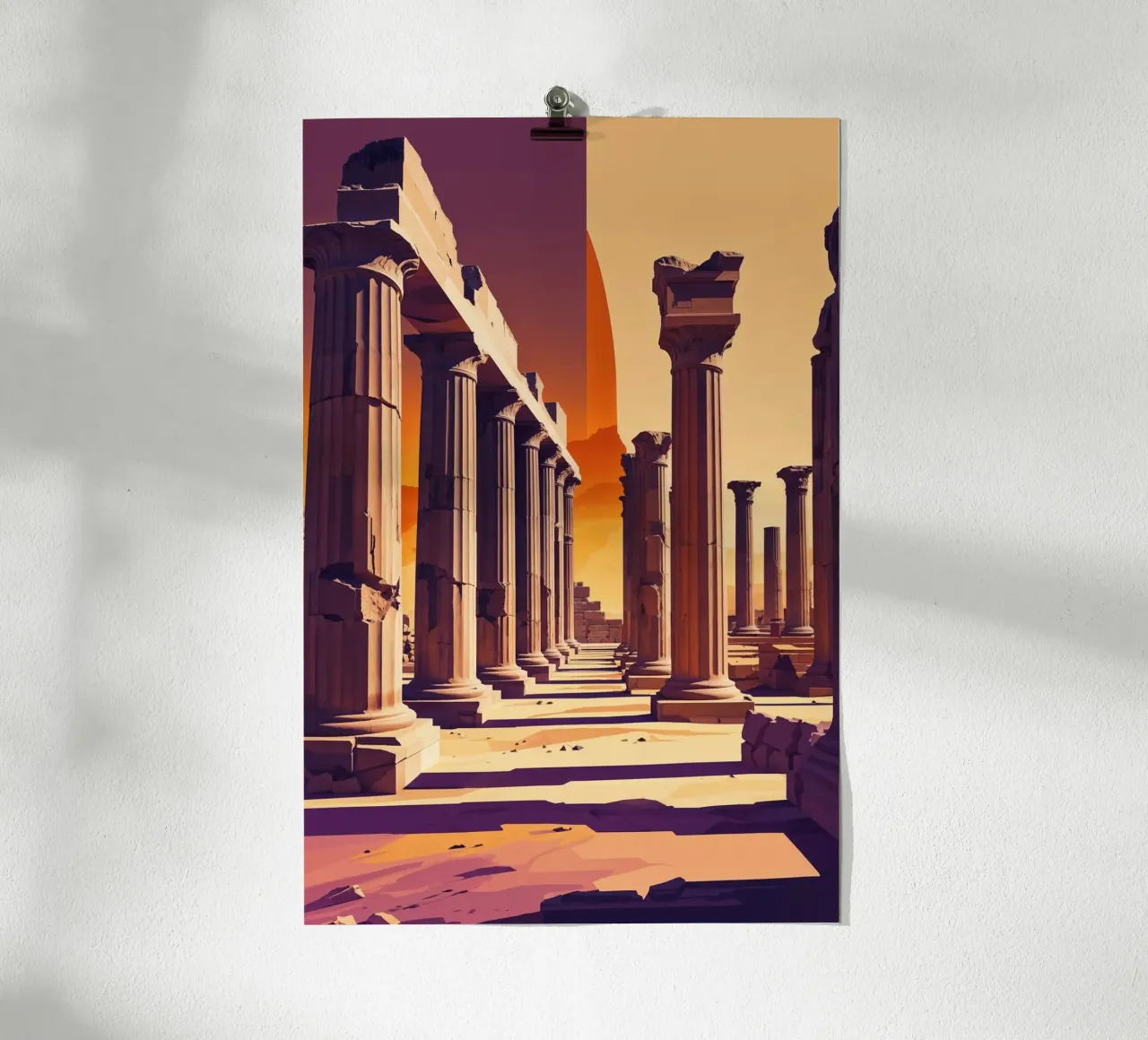 Palmyra's Majestic Columns at Sunset carta hahnemühle da AlbertKlee