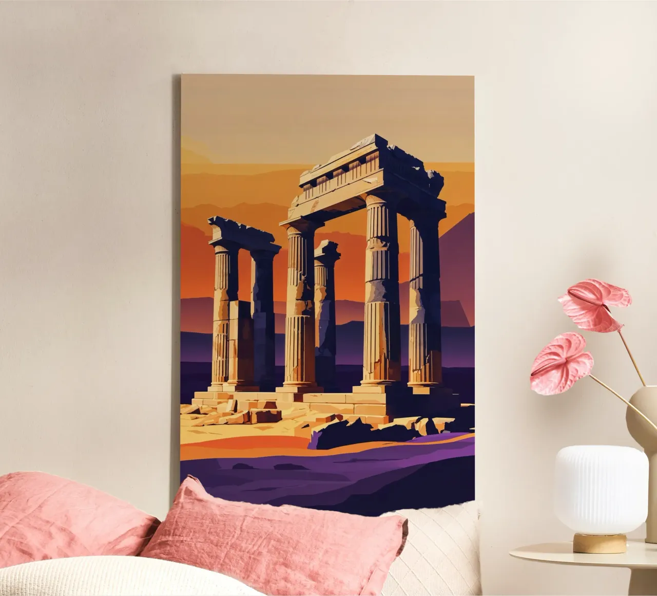 Golden Shadows of Palmyra’s Ancient Marvels tela con Cornice a cassetta da AlbertKlee