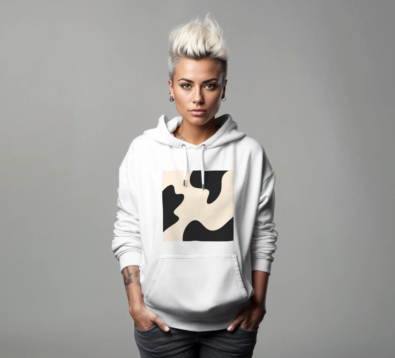 Blobs abstractos - monocromo sudadera con capucha de Wackapacka