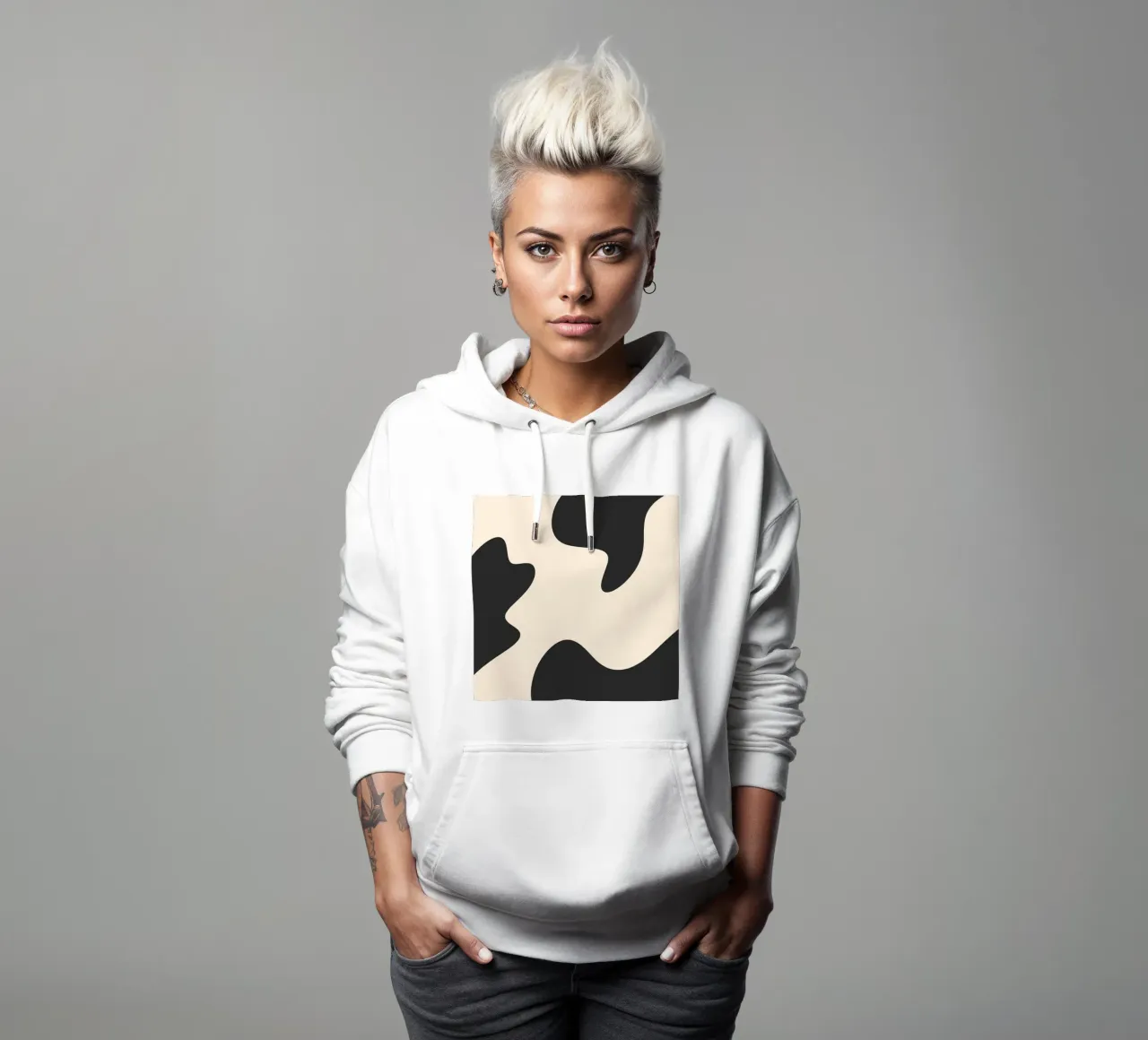 Abstrakte Kleckse - monochrom Hoodie von Wackapacka