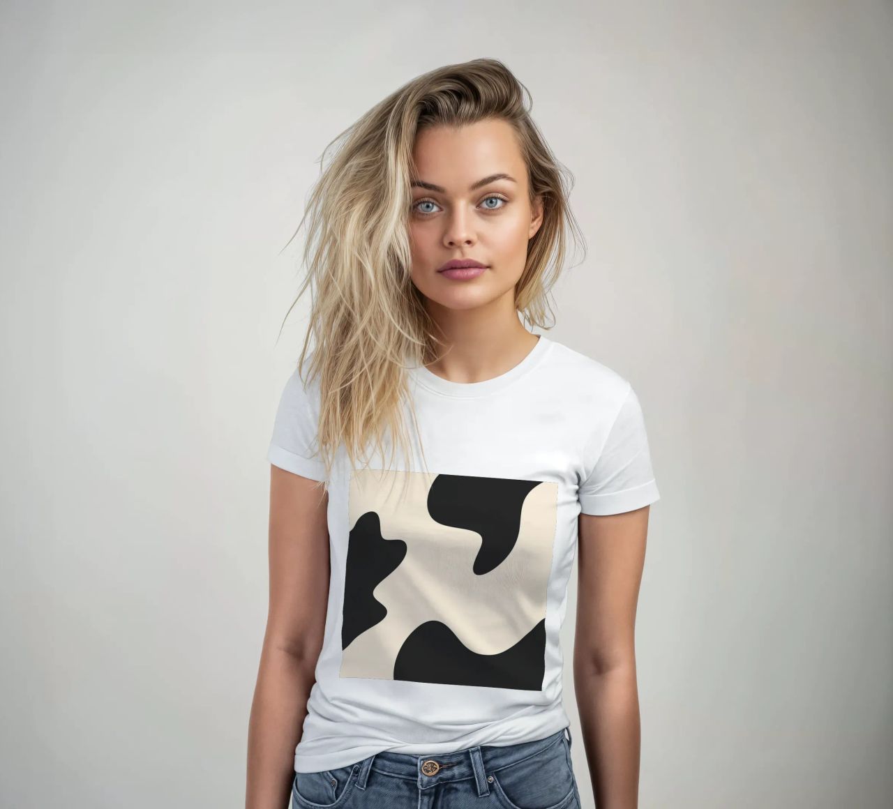 Blobs abstractos - monocromo camiseta de mujer de Wackapacka