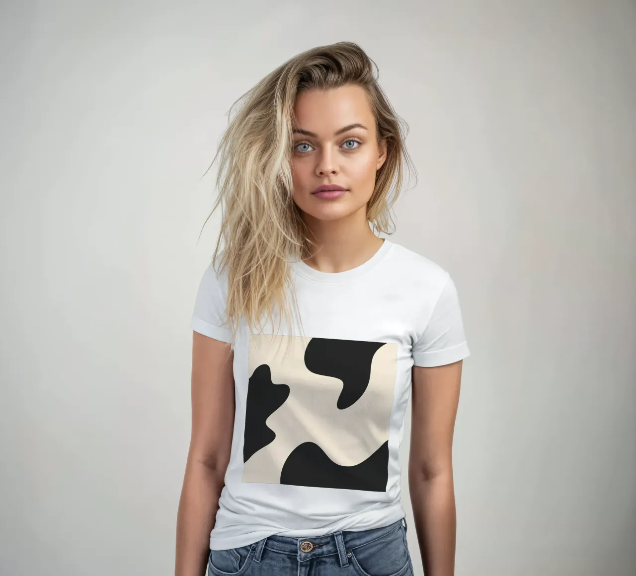 Taches abstraites - monochrome t-shirt ajusté pour femmes de Wackapacka