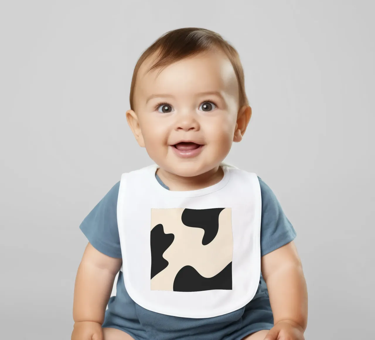 Abstract blobs - monochrome baby bib by Wackapacka