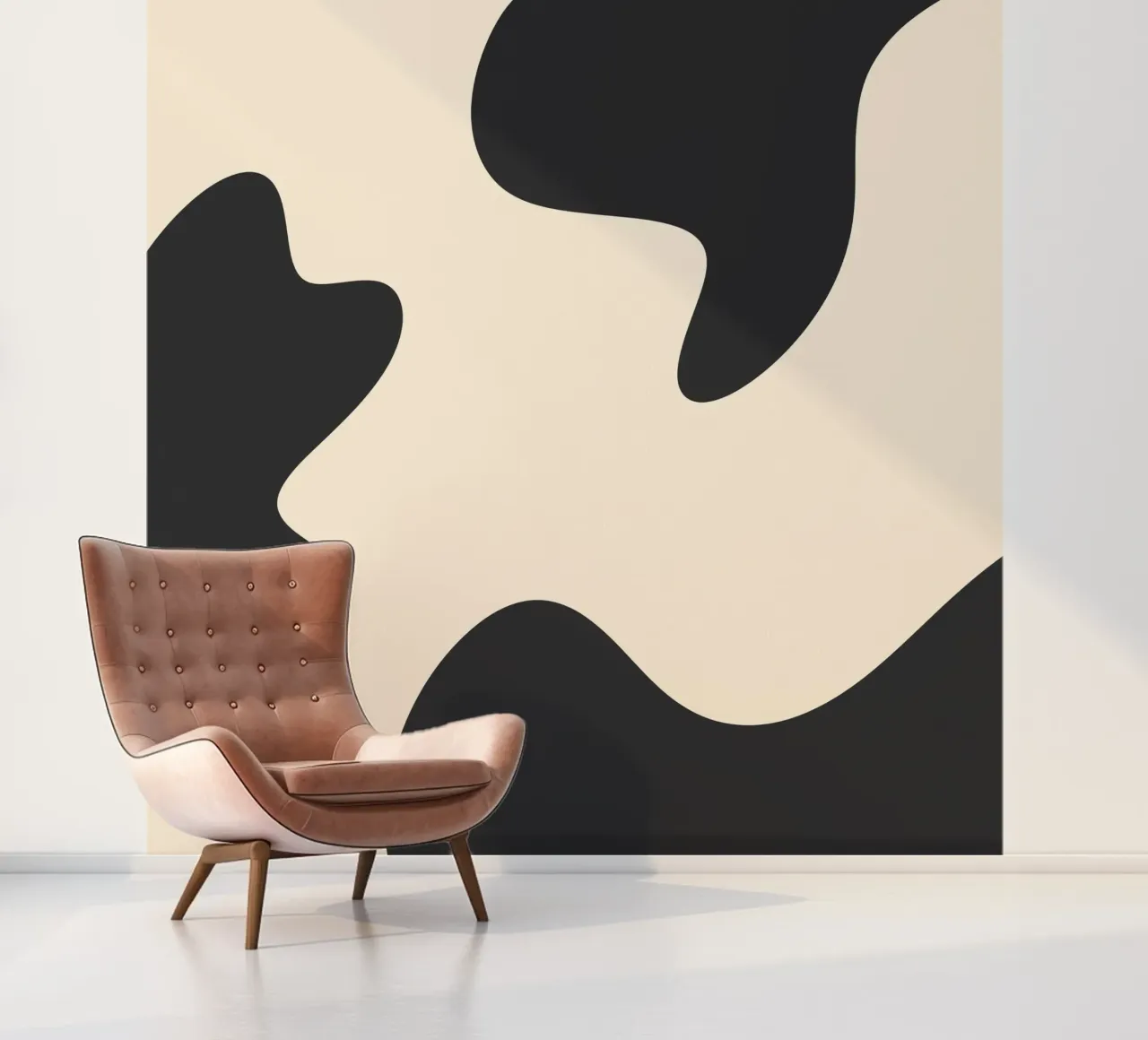 Abstracte klodders - monochroom fotobehang van Wackapacka