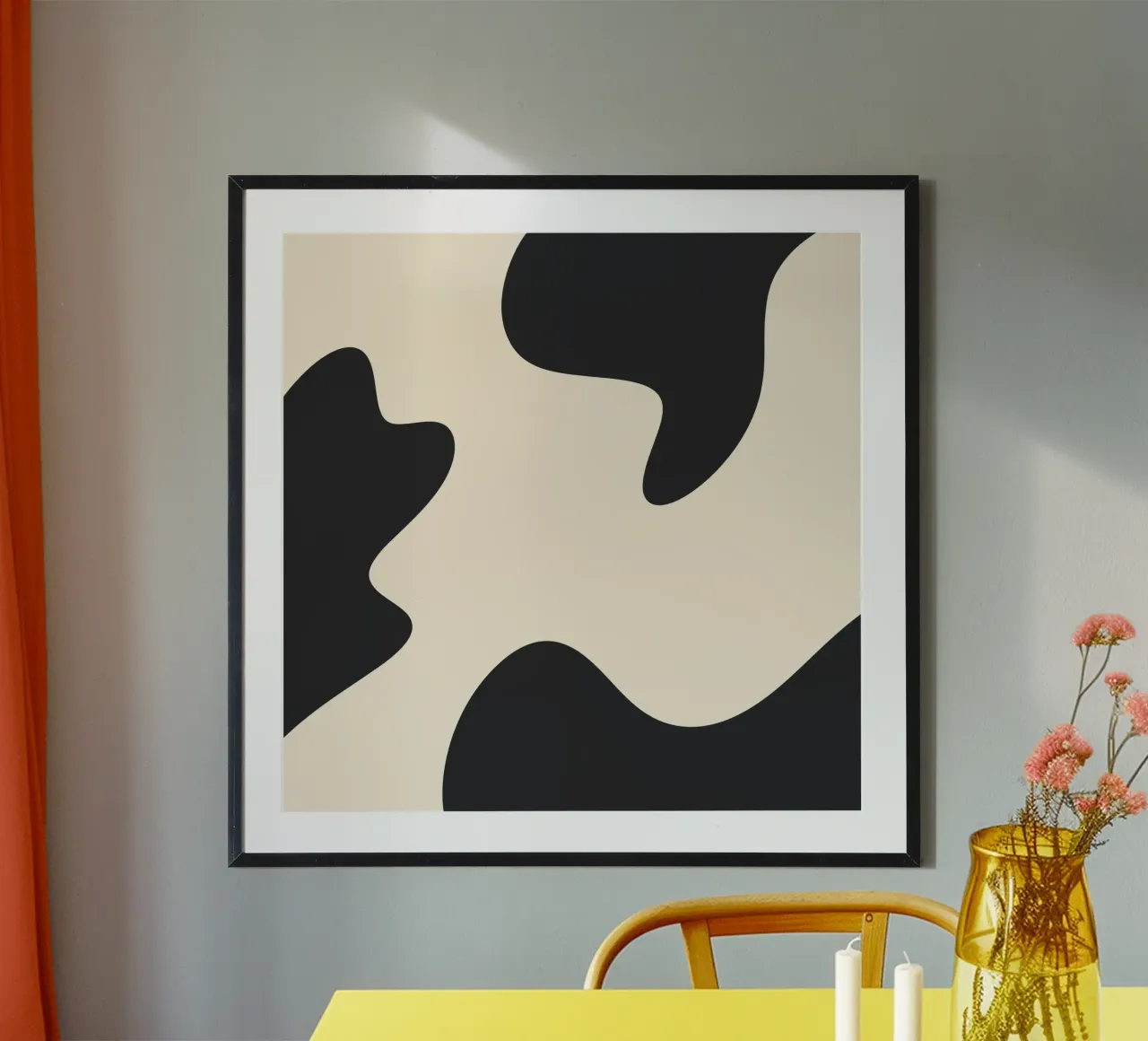 Abstracte klodders - monochroom poster van Wackapacka