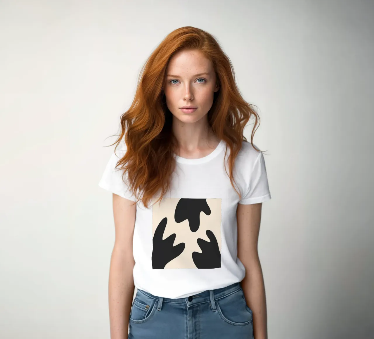 Abstracte klodders - monochroom 2 dames t-shirt getailleerd van Wackapacka