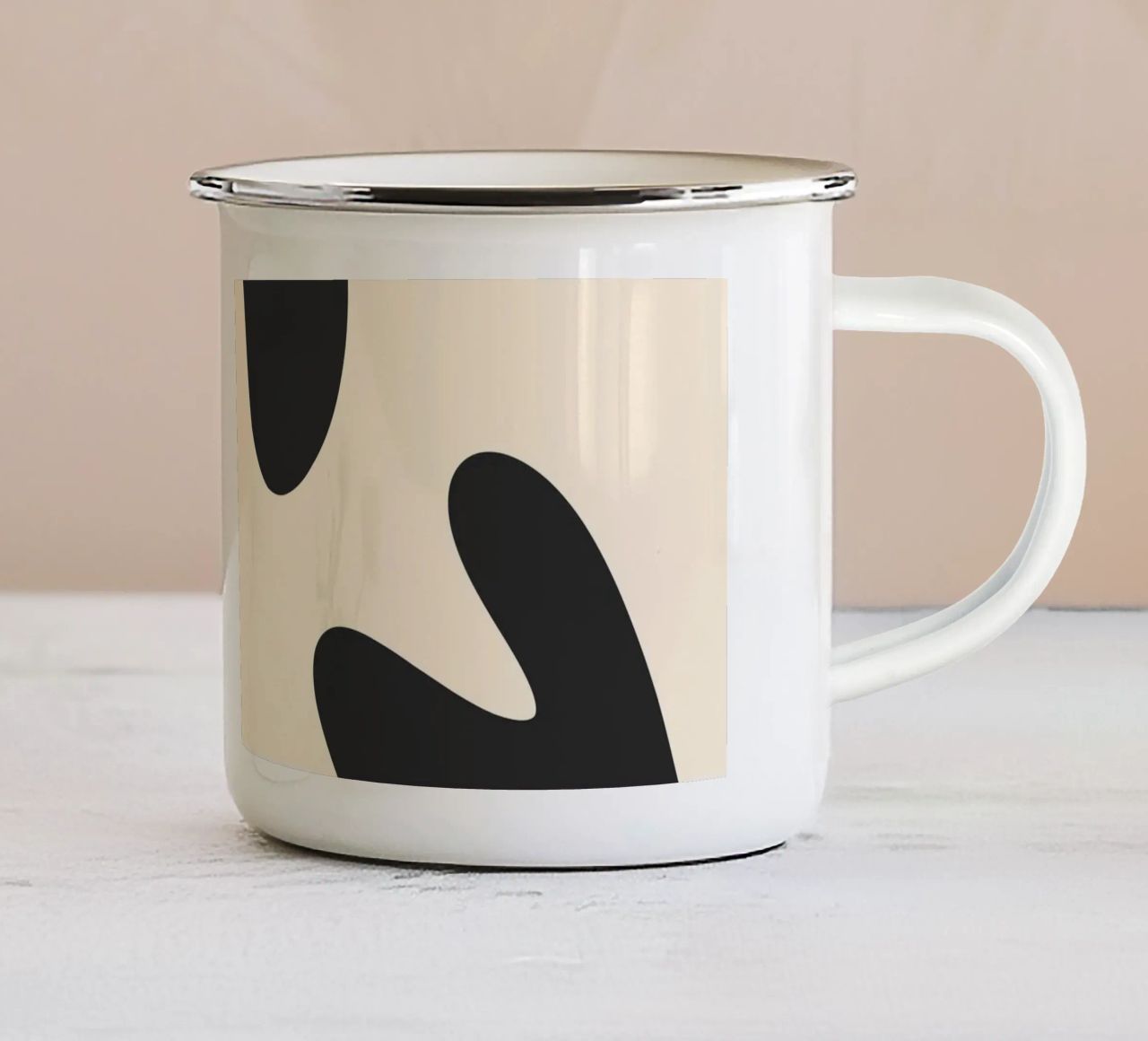 Abstract blobs - monochrome 2 enamel mug by Wackapacka