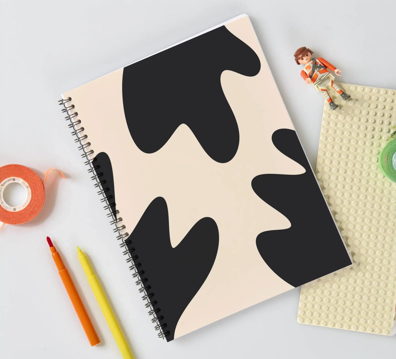 Abstract blobs - monochrome 2 spiral notebook by Wackapacka