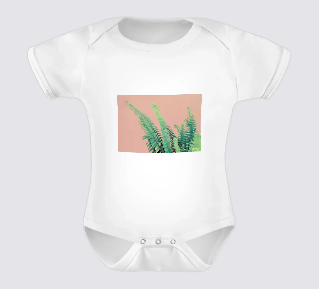 Ferns on Blush Prints body neonato maniche corte da cafelab