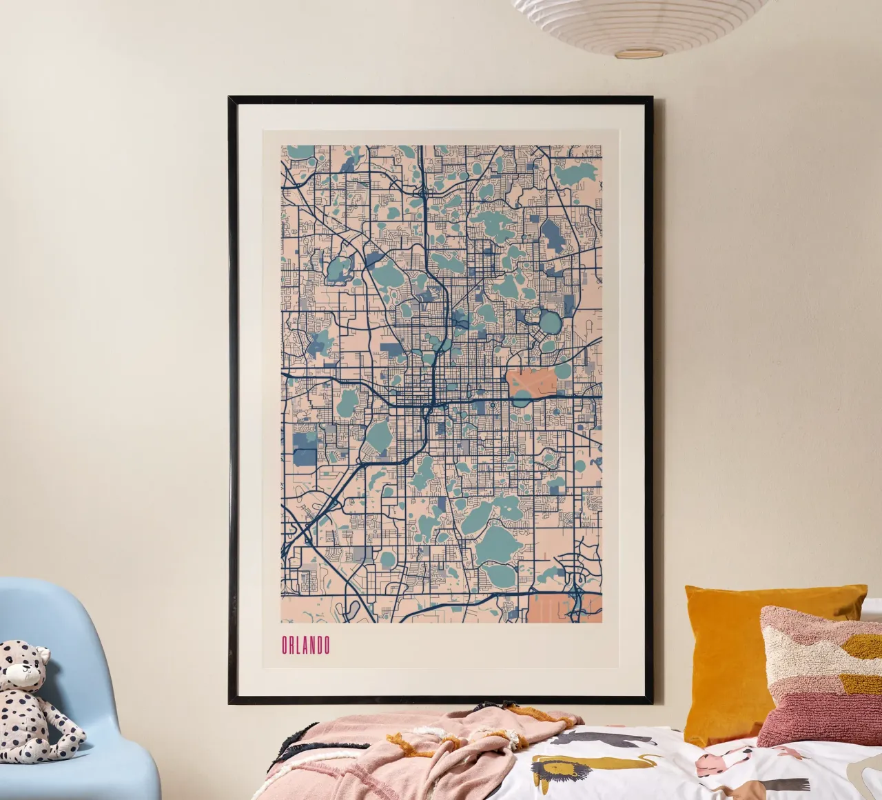 Orlando - La città dei laghi poster con telaio in plastica da MOOODZART