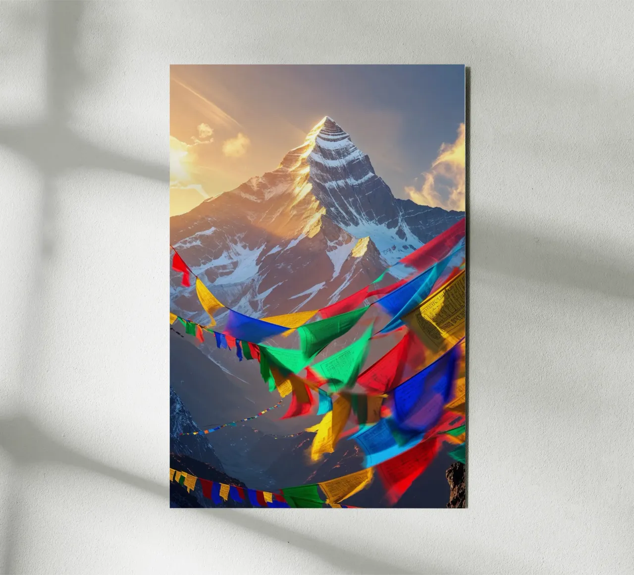 Himalayan Majesty with Flowing Prayer Flags alluminio dibond da AlbertKlee