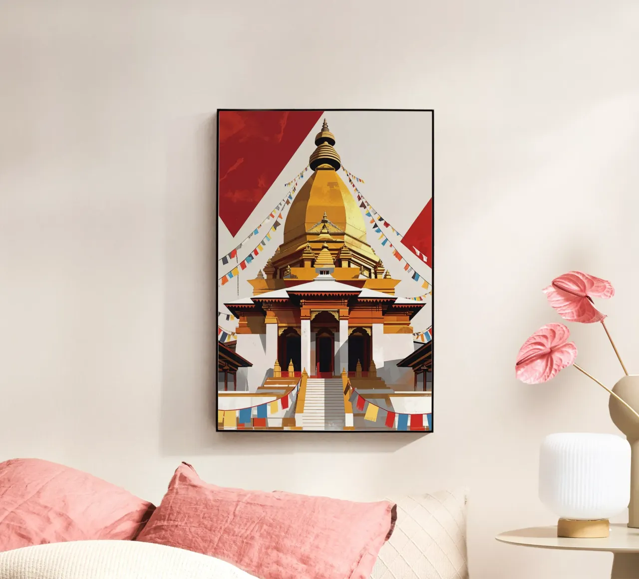 Golden Stupa Adorned with Prayer Flags plexiglass da AlbertKlee