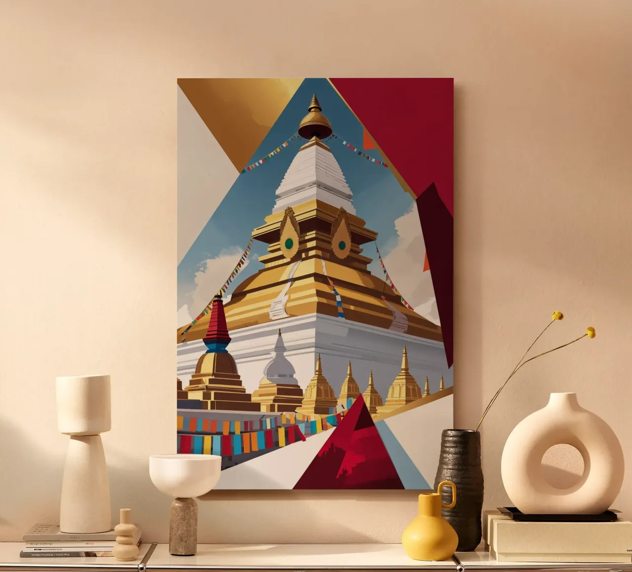 Majestic Stupa with Himalayan Backdrop alluminio dibond da AlbertKlee