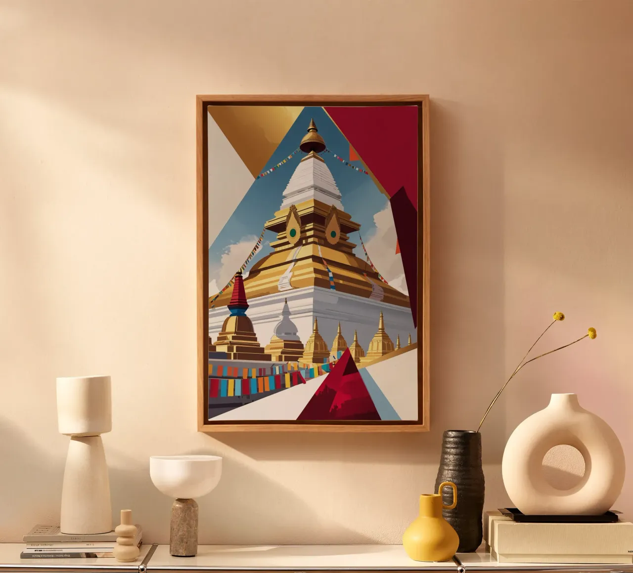 Majestic Stupa with Himalayan Backdrop tela con Cornice a cassetta da AlbertKlee