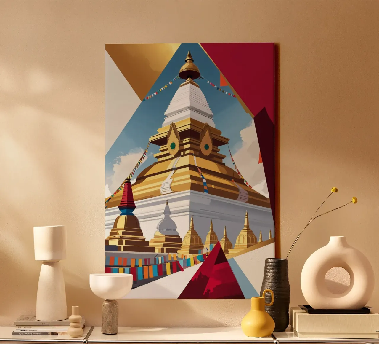 Majestic Stupa with Himalayan Backdrop tela con Cornice a cassetta da AlbertKlee