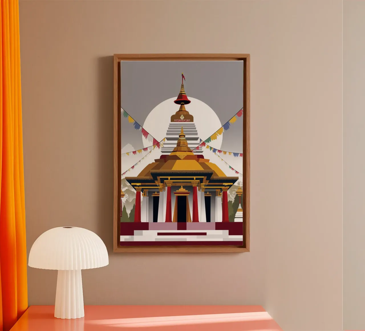Sacred Nepalese Stupa in Abstract Art canvas by AlbertKlee