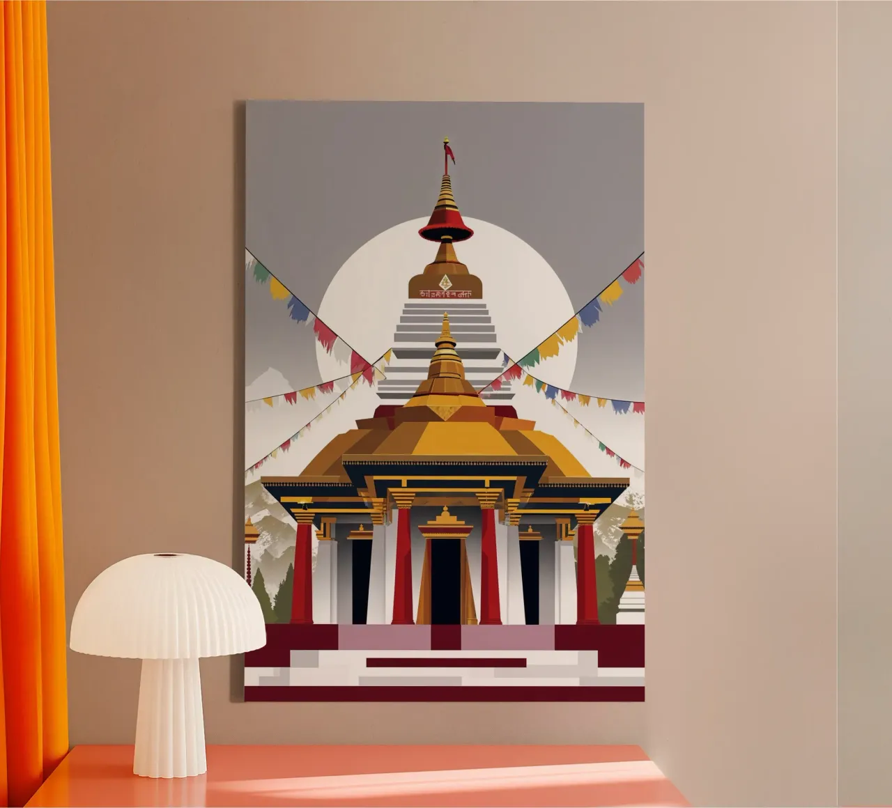 Sacred Nepalese Stupa in Abstract Art canvas by AlbertKlee
