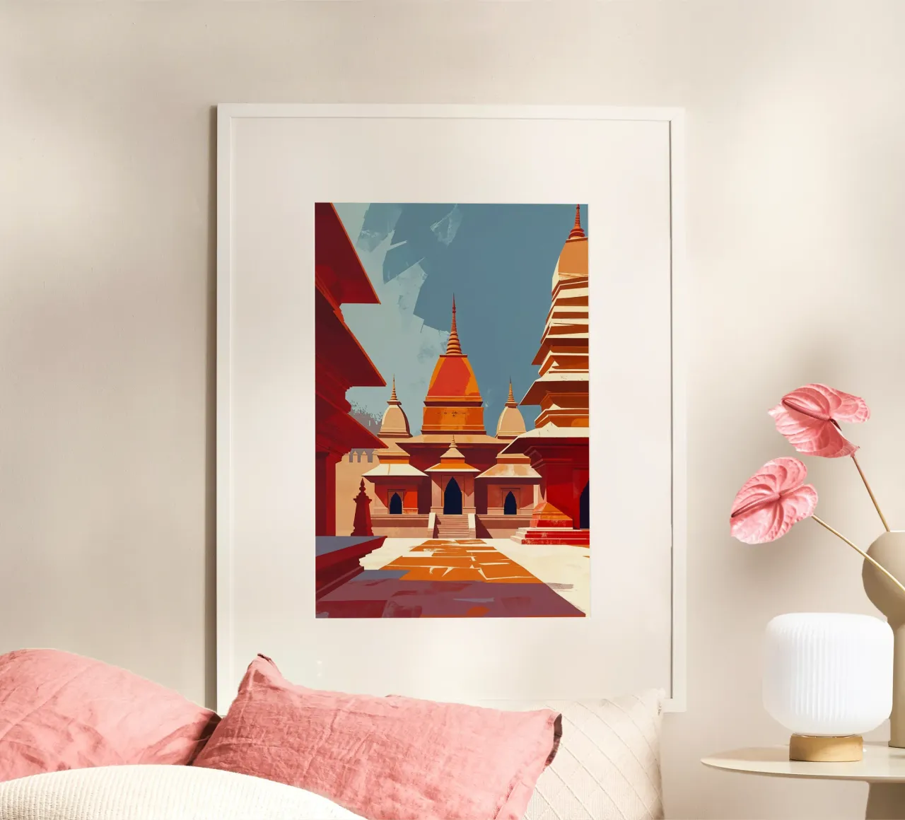Abstract Depiction of Kathmandu's Temple Serenity carta hahnemühle da AlbertKlee