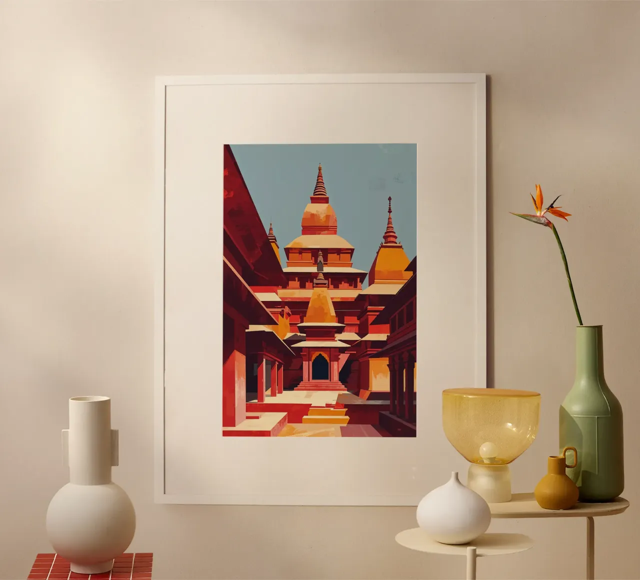 Sacred Spires of Kathmandu in Abstract poster da AlbertKlee