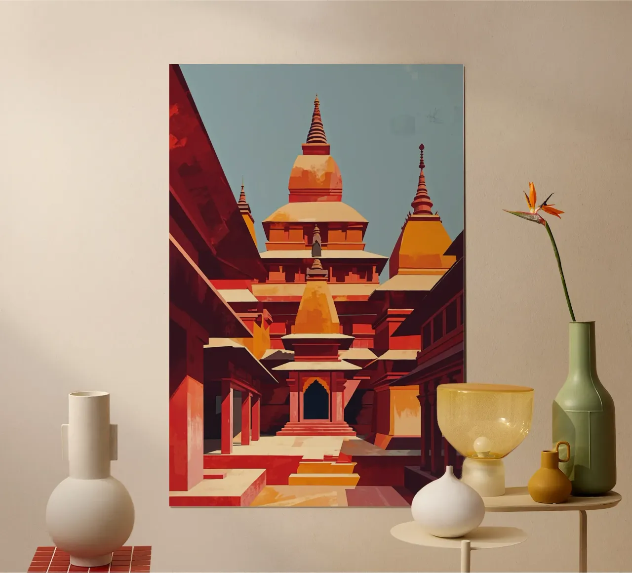 Sacred Spires of Kathmandu in Abstract poster da AlbertKlee