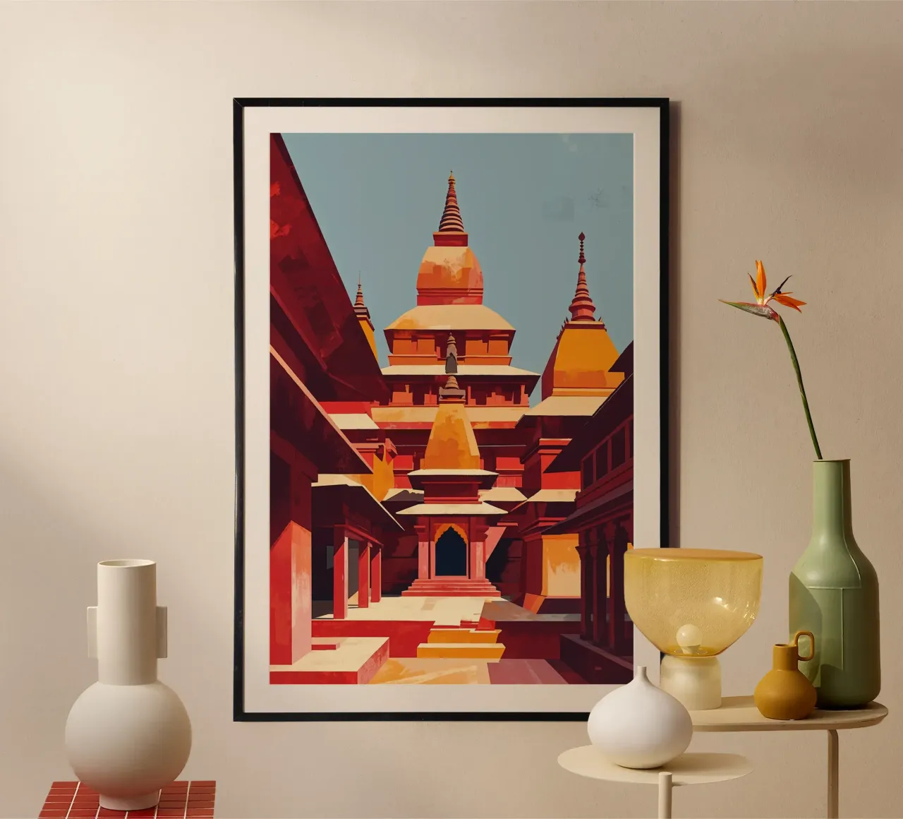 Sacred Spires of Kathmandu in Abstract poster da AlbertKlee