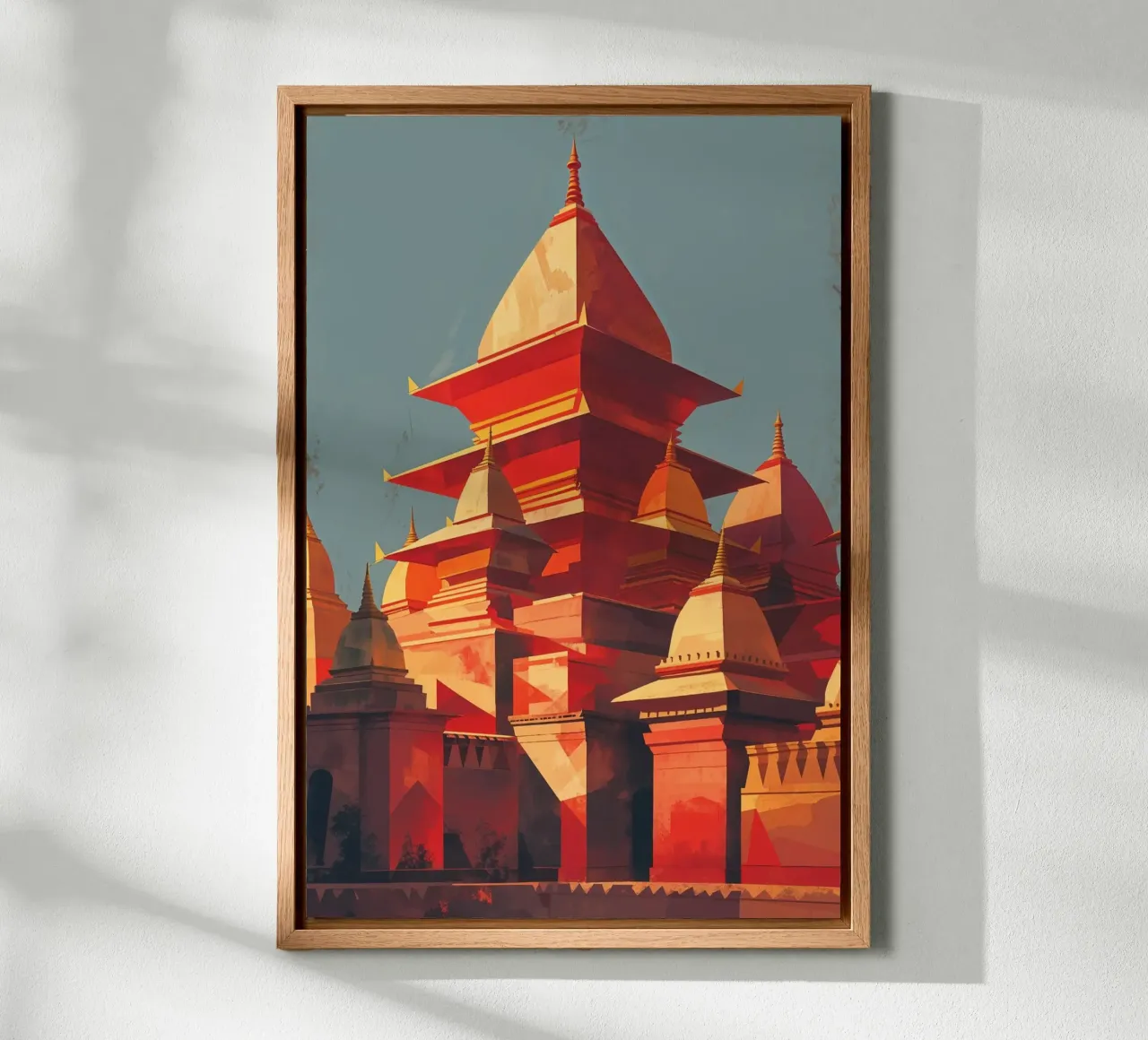 Abstract Tribute to Kathmandu’s Timeless Temples tela con Cornice a cassetta da AlbertKlee