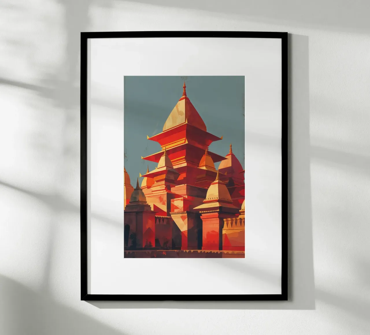 Abstract Tribute to Kathmandu’s Timeless Temples poster con telaio in alluminio da AlbertKlee