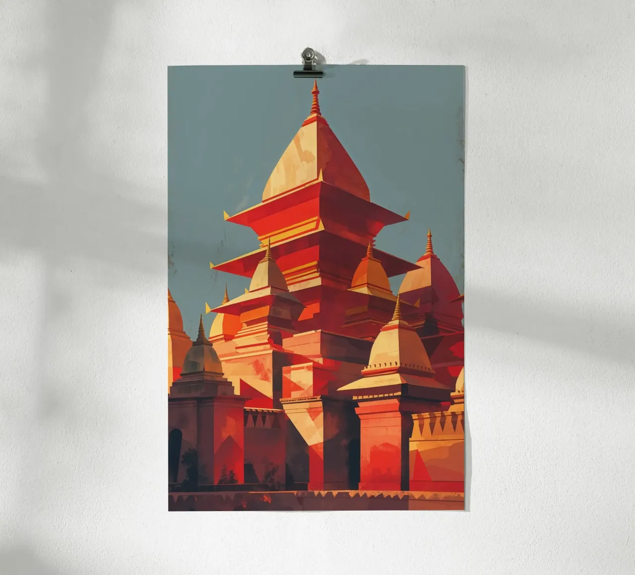 Abstract Tribute to Kathmandu’s Timeless Temples poster con telaio in alluminio da AlbertKlee
