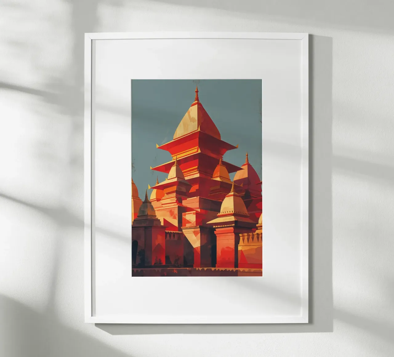 Abstract Tribute to Kathmandu’s Timeless Temples poster con telaio in alluminio da AlbertKlee