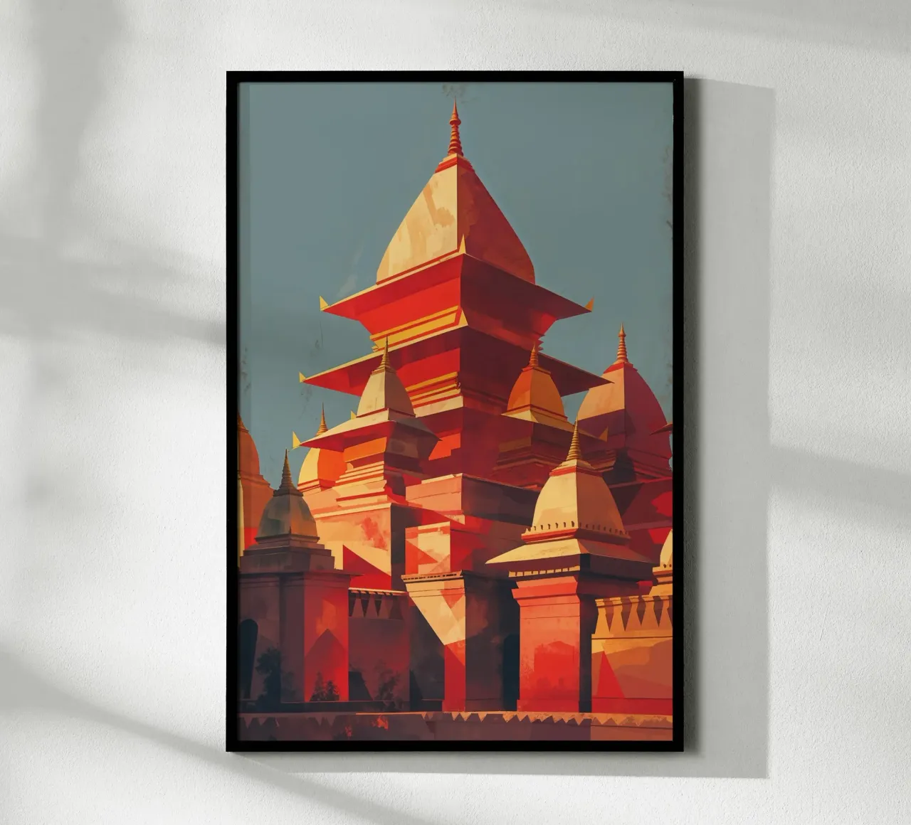Abstract Tribute to Kathmandu’s Timeless Temples poster con telaio in alluminio da AlbertKlee