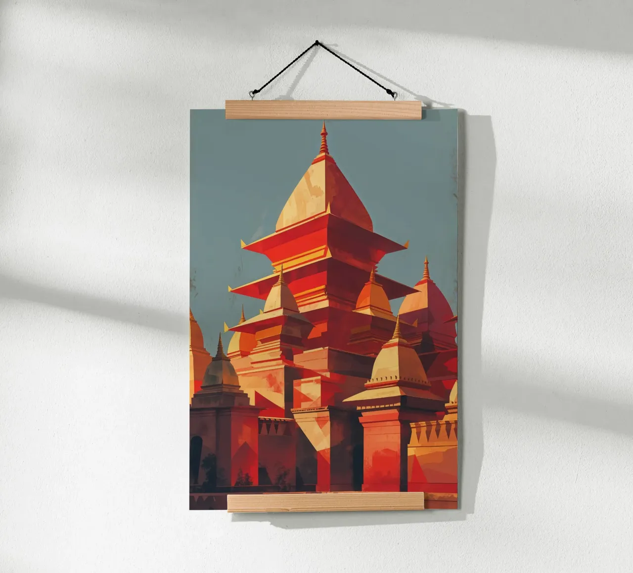 Abstract Tribute to Kathmandu’s Timeless Temples poster con telaio in alluminio da AlbertKlee