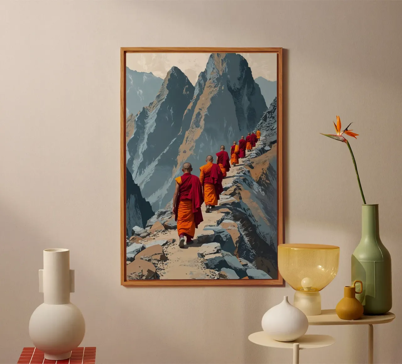 Nepalese Monks Traversing the Himalayan Path alluminio dibond da AlbertKlee