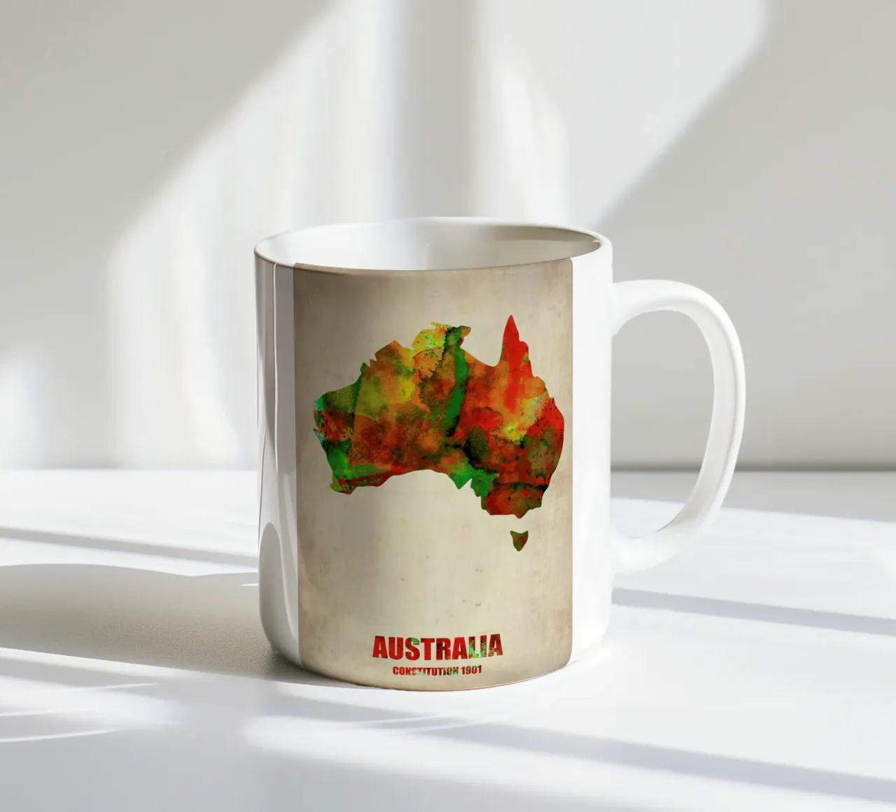 Australia Watercolor Map tazza in ceramica da Naxart