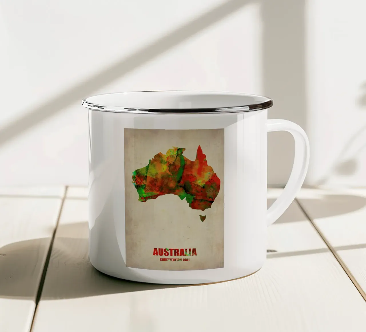Australia Watercolor Map tazza in smalto da Naxart