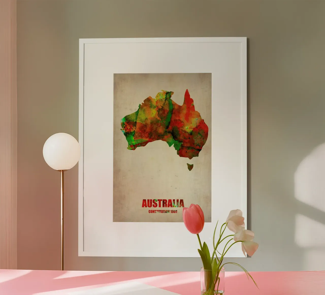 Australia Watercolor Map carta hahnemühle da Naxart