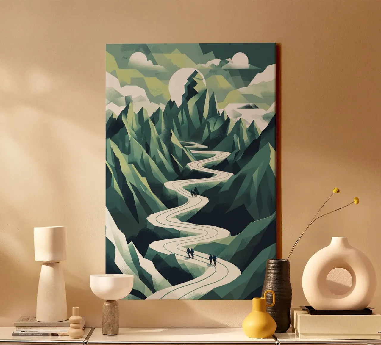 The Winding Paths of Annapurna canvas met Baklijst van AlbertKlee
