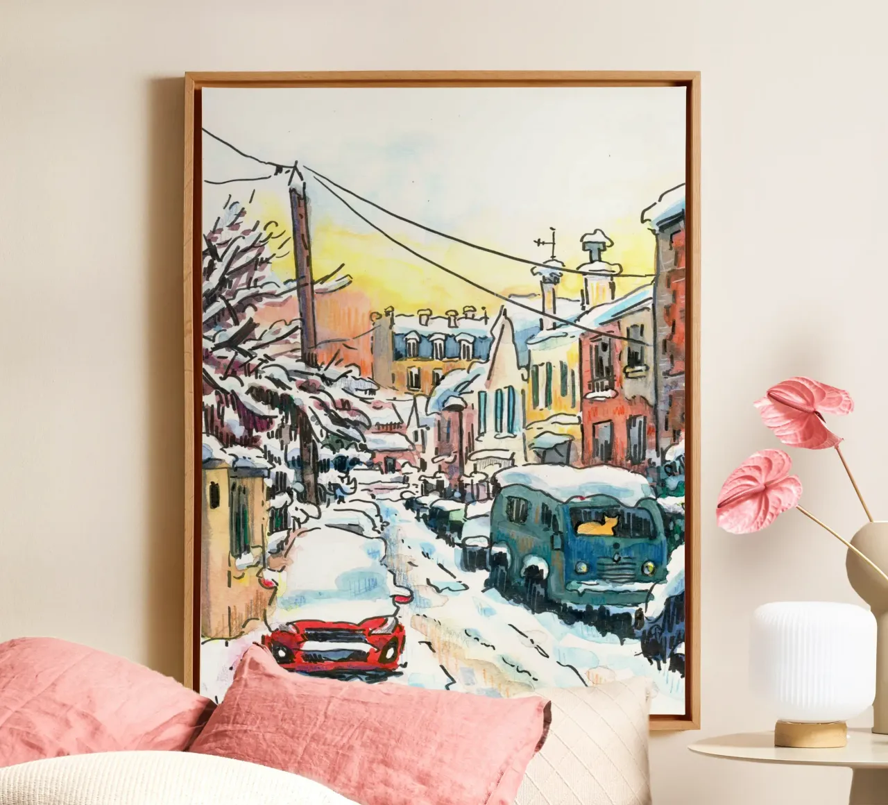 Strada innevata a Vanves tela da C.WILL