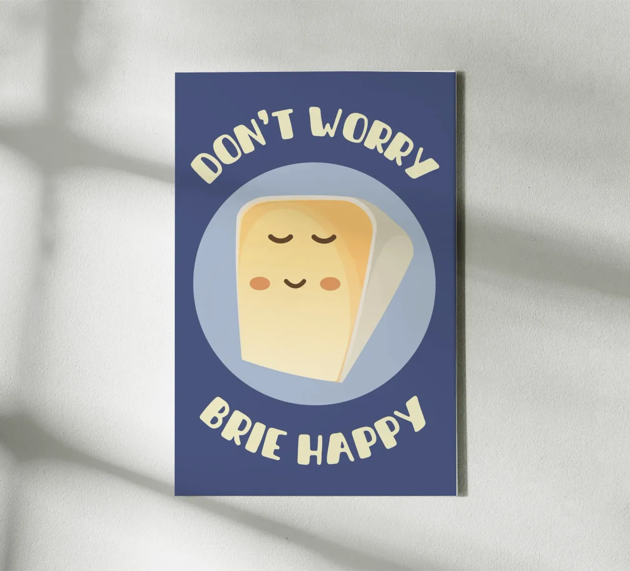 Don't worry brie happy tela con Cornice a cassetta da Punderful Day