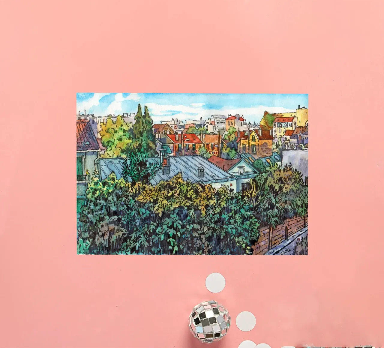 Roofs in Vanves sticker by C.WILL