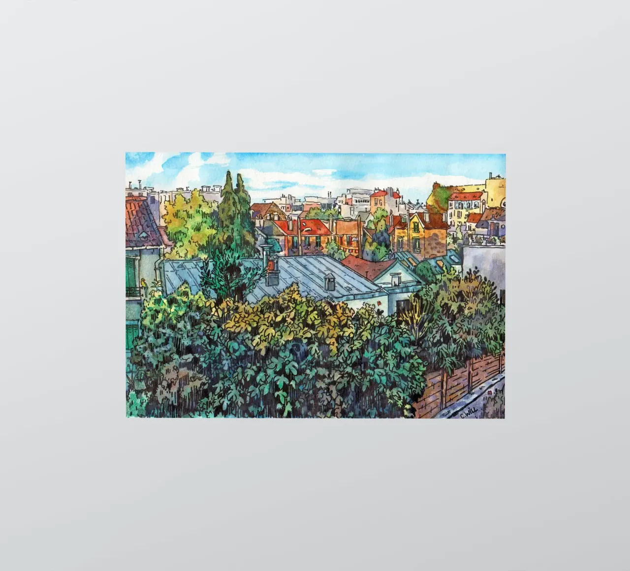 Roofs in Vanves sticker by C.WILL