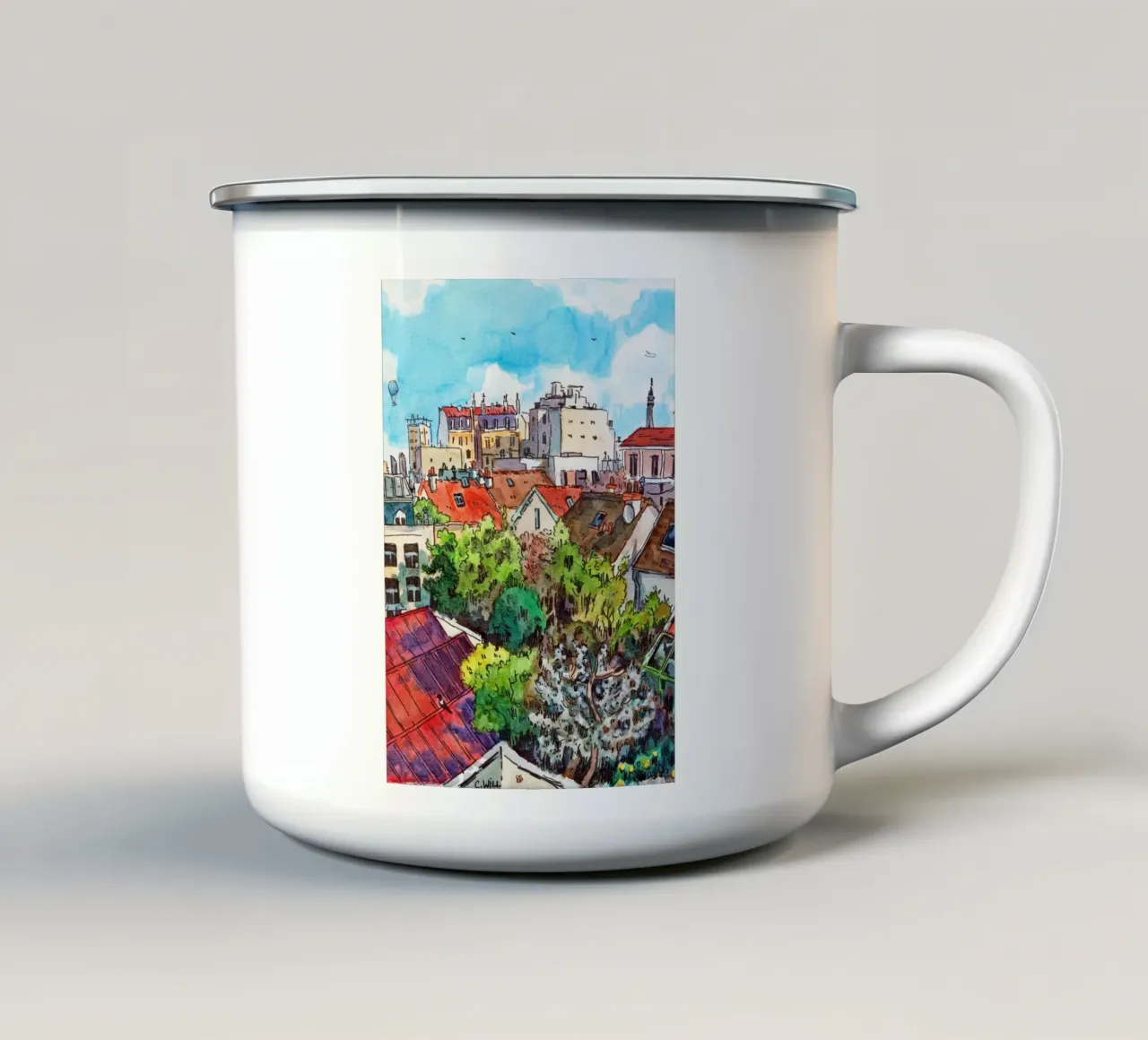 Tetti a Vanves tazza in smalto da C.WILL
