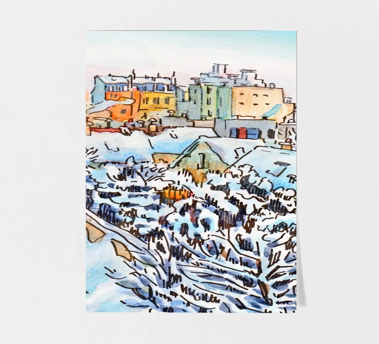Snowy roofs in Vanves sticker sheet by C.WILL