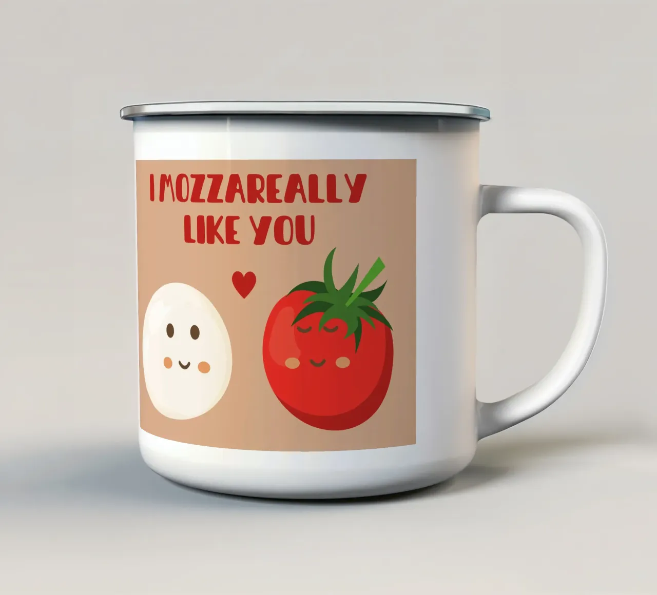 Mi piaci mozzareally - carino & divertente gioco di parole sul cibo tazza in smalto da Punderful Day