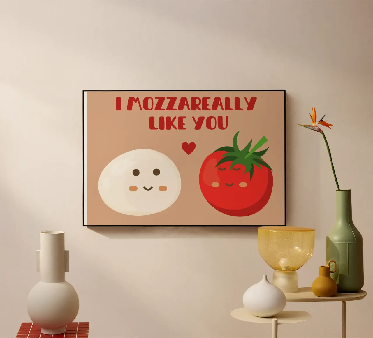 I mozzareally like you - cute & funny food pun acrylic glass by Punderful Day