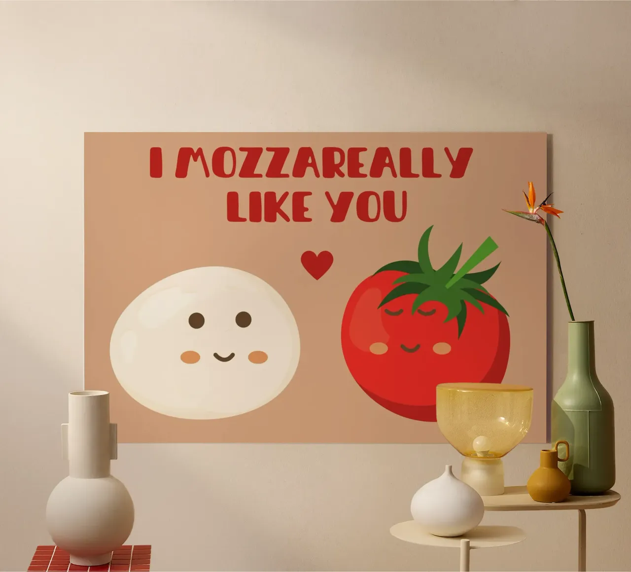 I mozzareally like you - cute & funny food pun acrylic glass by Punderful Day
