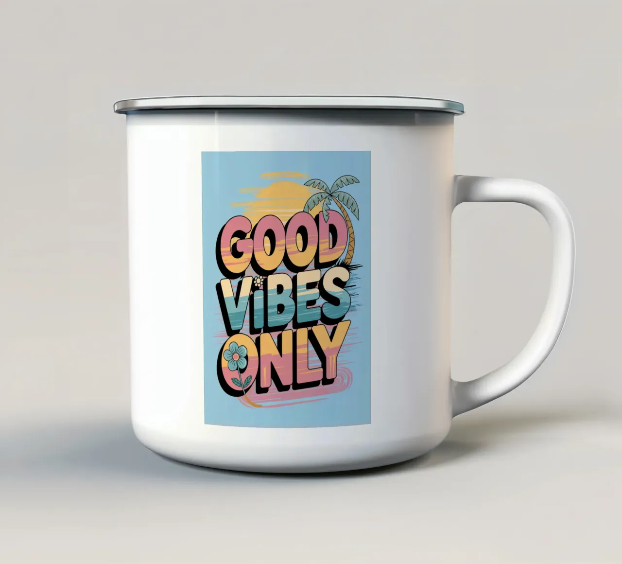 Solo buone vibrazioni tazza in smalto da logic