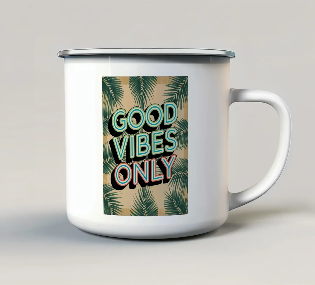 Solo buone vibrazioni tazza in smalto da logic